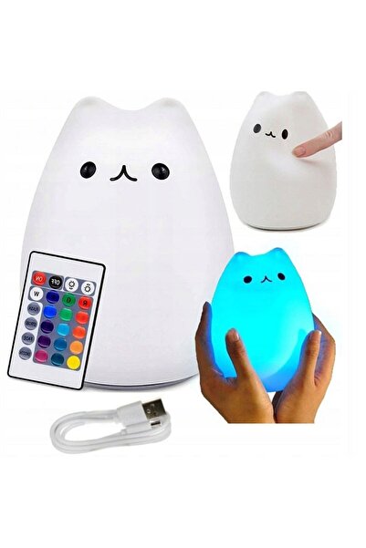 Izoxis Lampă de noapte pentru pisică, 9 moduri de iluminare LED, 16 culori, t...