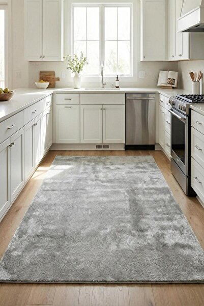 Evrimax Premium Yıkanabilir Leke Tutmaz Pelus Acık Gri Mutfak Halısı Özel Ser...