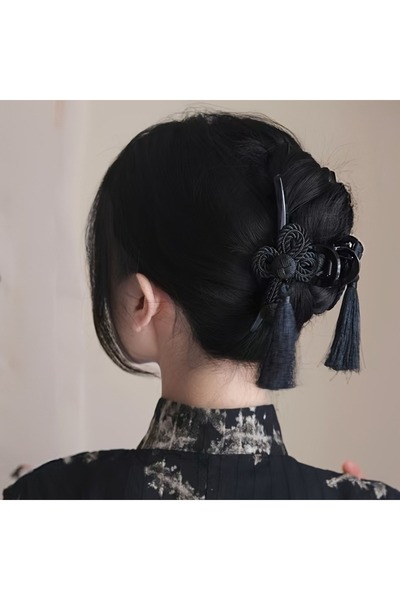 Choice Black New Chinese Style Ancient Style Hand Woven Tassel Acrylic Clip E...