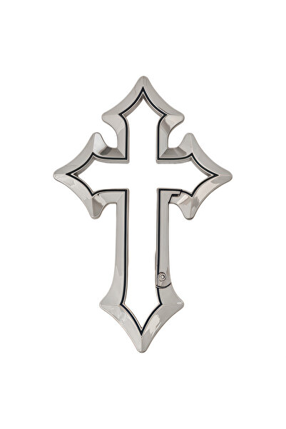 Choice Bright Silvery Cross Keychain: Bright Silver & Antique Silver Irregula...