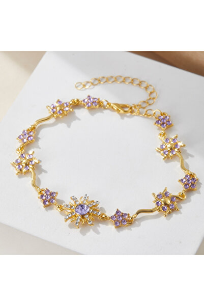 Choice YF8014-1 Sparkling Zircon Inlaid Sunflower Flower Bracelet, A Light Lu...