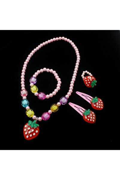 Choice Pink 1 set Kids Strawberry Jewelry Set Handmade Beaded Necklace Bracel...