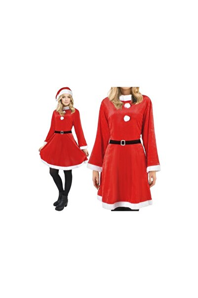 MT MALATEC Costum de Moș Crăciun, rochie, pălărie și curea, mărime universală...