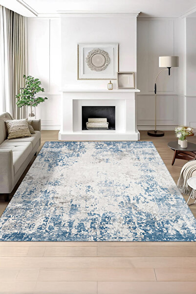 ferahome Dijital Baskı Soyut Desenli Modern Kaymaz Dot Taban Yıkanabilir Halı...