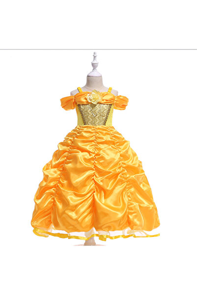 Arabest Dressy Girls' Princess Yellow Gold Ball Gown Birthday Party Fancy Dre...