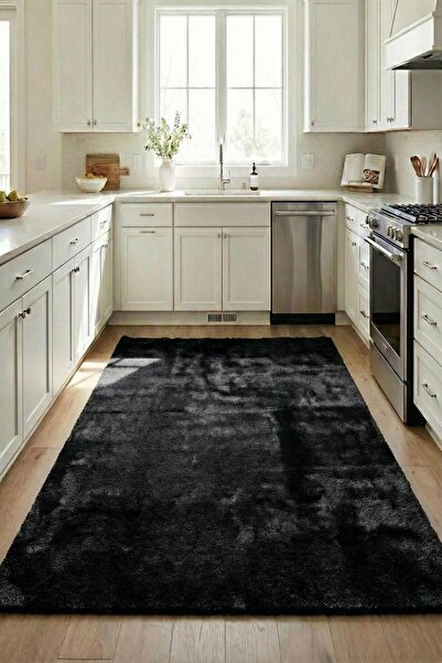 Evrimax Premium Yıkanabilir Leke Tutmaz Pelus Siyah Mutfak Halısı Özel Seri K...