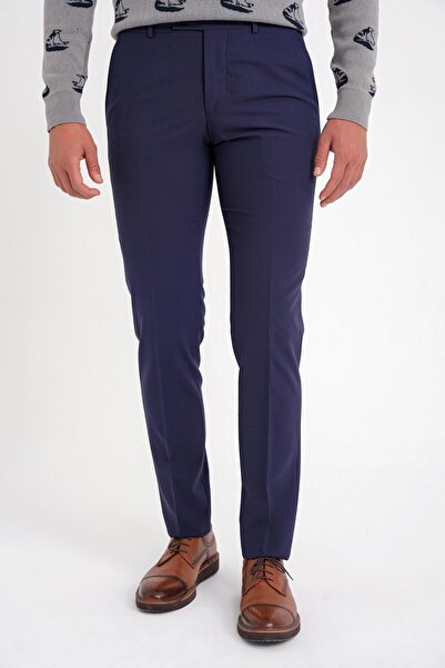 Efor ErkekSlim Fit Yünlü Kumaş Lacivert Pantolon P 1091
