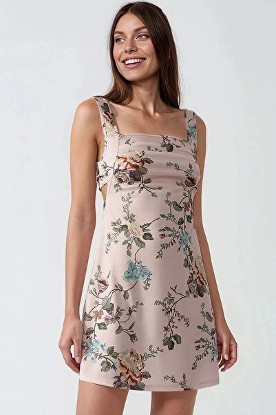 Hiccup فستان قصير مرن من الليكرا بطبعة مربعة الشكل