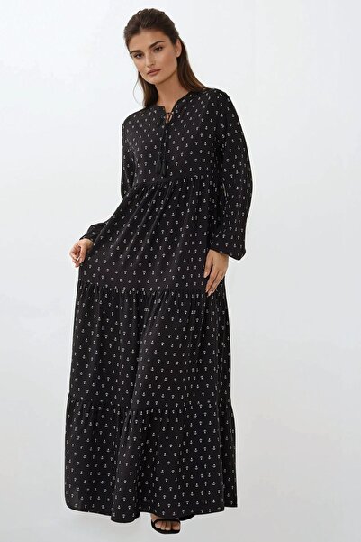 Hiccup فستان فيسكوز طويل الأكمام مطبوع