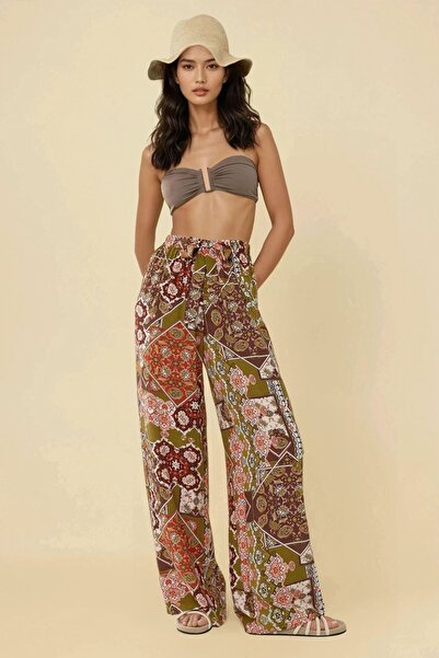 Hiccup Relaxed Cut Elastic Waist Patterned Trousers