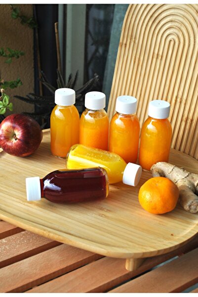 Qualitev 6'lı 100 ml Cam Şişe Beyaz Sızdırmaz Kapaklı Ginger Shot Detoks Şat ...