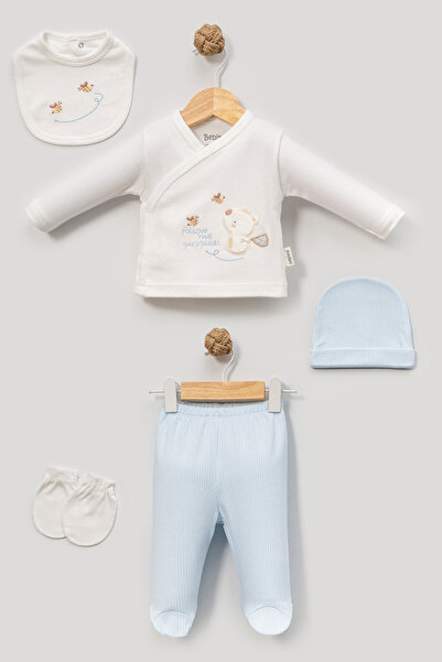 Bebitof Cute Giraffe and Bee Patterned 5-Piece Newborn Hospital Release Bodys...