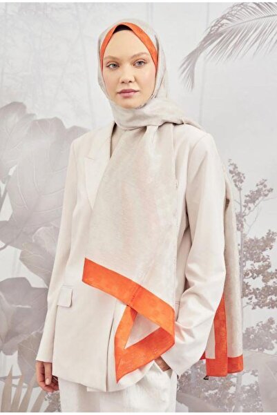 ARMANDA Dama Monogram Patterned Shawl 3041-Stone Orange