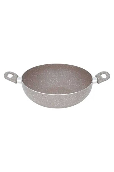 RUOQI Rocky dark gray granite deep frying pan with two hands