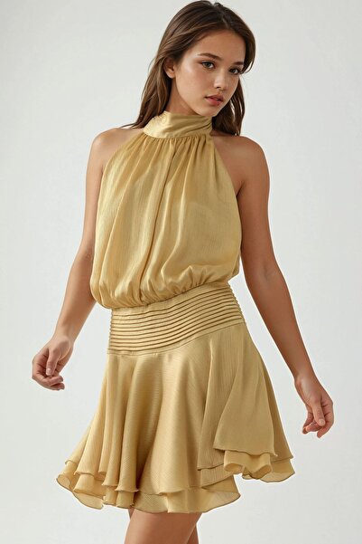 Hiccup Rochie mini texturată cu guler înalt