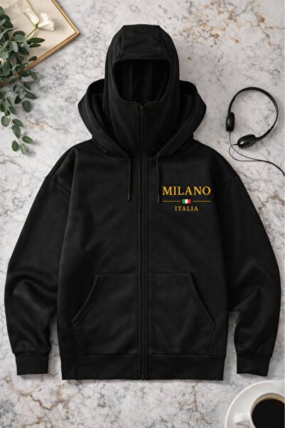 Pink Sky Kar Maskeli̇ Ninja Unisex Milano Ba Printed Ermuarlı Ka Hooded Weats...