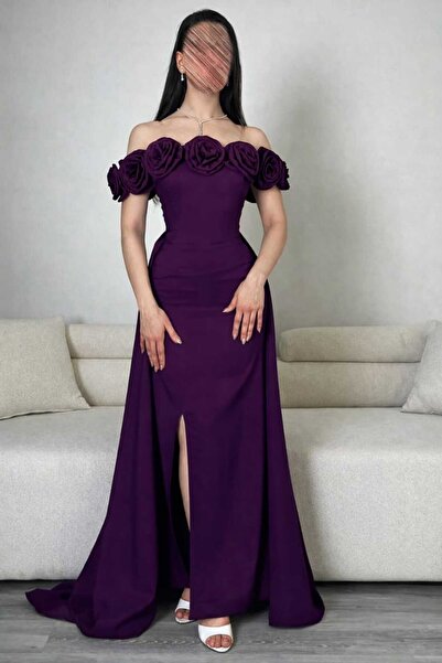 SKY dresses mauve dress with roses on the bodice