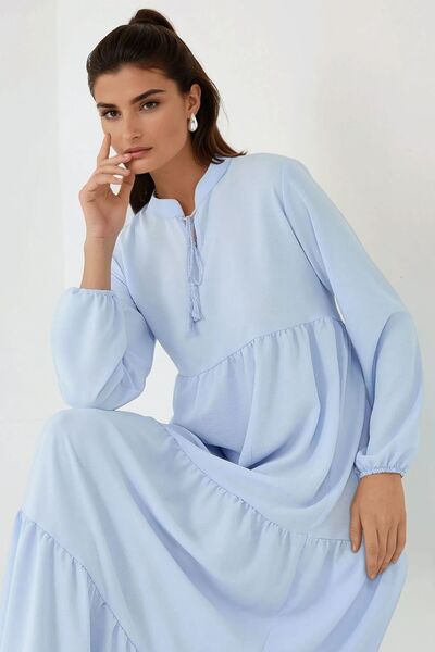 Hiccup Rochie maxi texturată cu guler rotund și nasturi