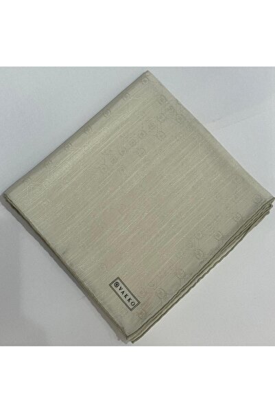 Vakko Monogram Cotton Silk Scarf 3000655-Cream
