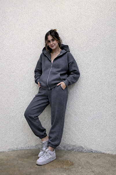 YAKAMEL Γυναικείο σετ χειμερινής φόρμας με φερμουάρ και κουκούλα, 3 κλωστών, ...