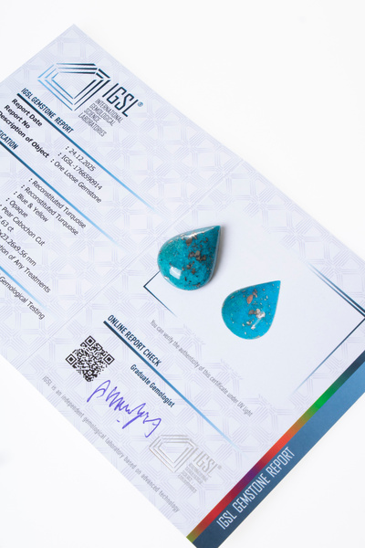 OSMANLI DOĞAL TAŞ Sertifikalı Damla Turkuaz Kabaşon (S.K:333)