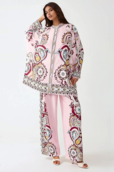 Hiccup High-waisted, loose-fitting, short-sleeved Printed two-piece set