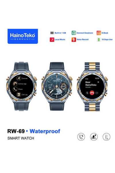 haino teko germany ساعة ذكية RW-69 بشاشة AMOLED دائرية مع 3 أزواج من الأشرطة ...