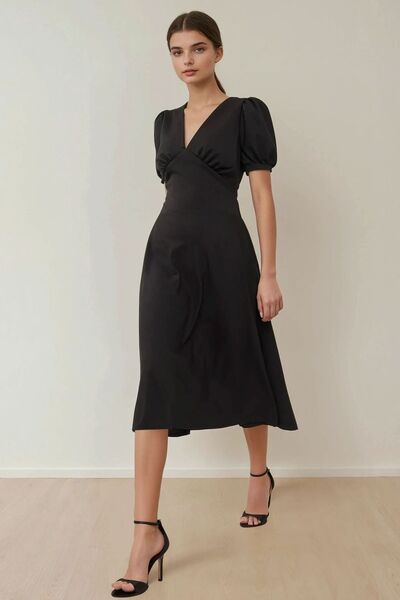 Hiccup V-Yaka A-Form Krep Midi Elbise