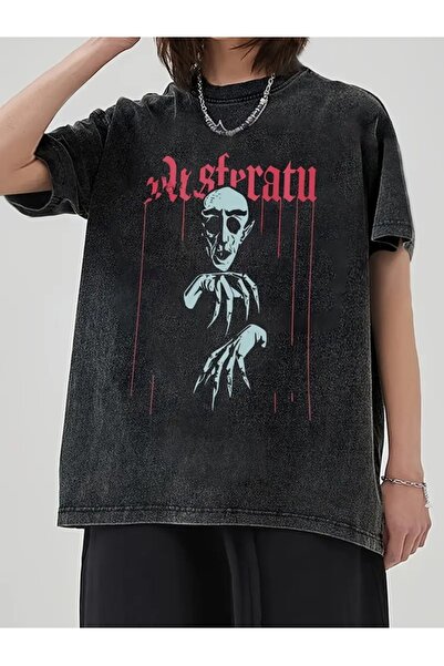 Le Savu تي شيرت دراكولا مطبوع مطبوع قابل للغسل للجنسين قصة فضفاضة تي شيرت عتيق