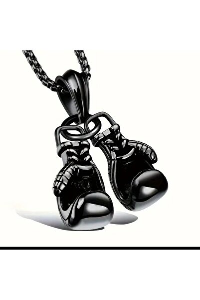 DeNors Siyah Box Eldiveni Figürlü Erkek Kolye – Modern & Maskülen Aksesuar| H...