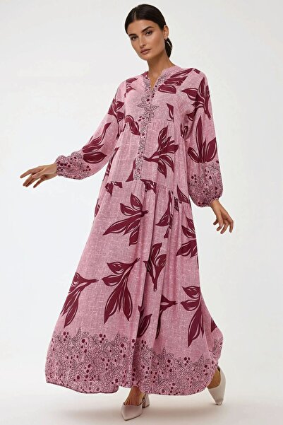 Hiccup Printed Long Sleeve Viscose Maxi Dress