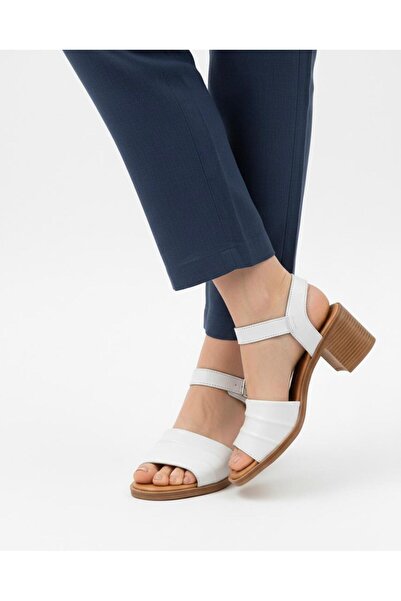 Ender Inside Out Genuine Leather Low Heel White Women's Sandals