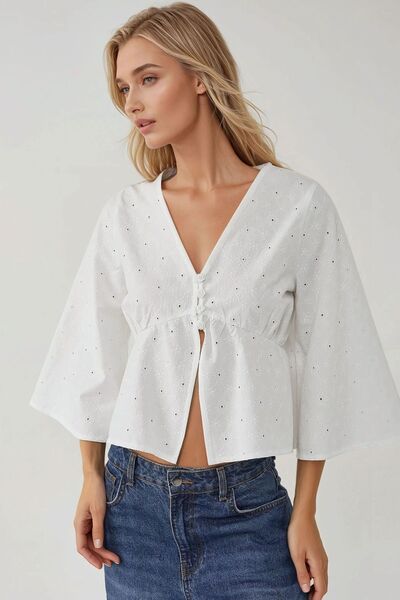 Hiccup Bluză scurtă texturată cu legături și decolteu în V