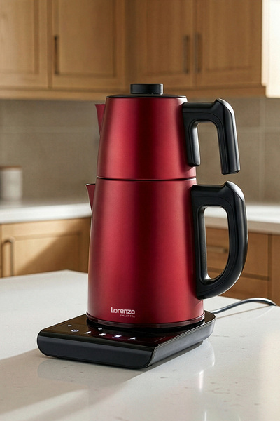 Lorenzo SmartTea 5 in 1 Konuşan Çelik Çay Makinesi Kettle Su Isıtıcısı Kırmızı