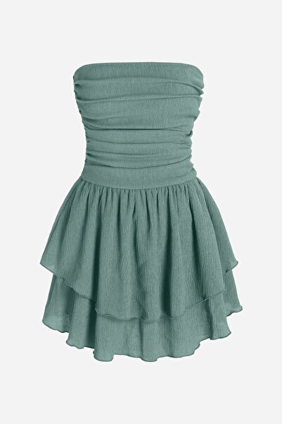 Hiccup Rochie mini fără bretele, texturată, cu volane