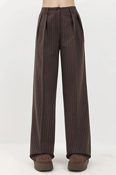 Hiccup Pantaloni palazzo cu talie înaltă, cu dungi, cu croi larg