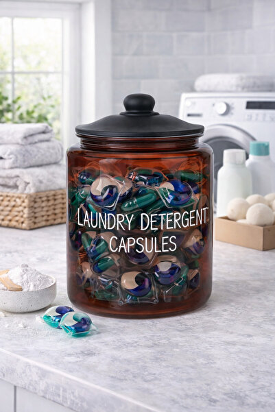 welcomein 3,8 L Cam Saklama Kavanozu – Çamaşır Deterjanı Saklama Kabı ve Mutf...