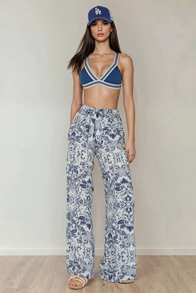 Hiccup Printed Wide Leg Pants with Drawstring