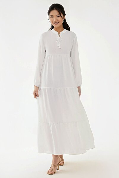 Hiccup Rochie maxi texturată cu guler rotund și nasturi