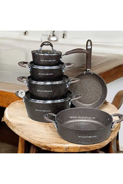 dealshopromania Set de cratițe Royalty Line cu 10 piese, cu înveliș din marmu...