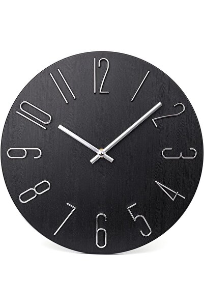 Arabest Clock 12" Silent Non-Ticking Modern Style Wooden Wall Clocks Decorative