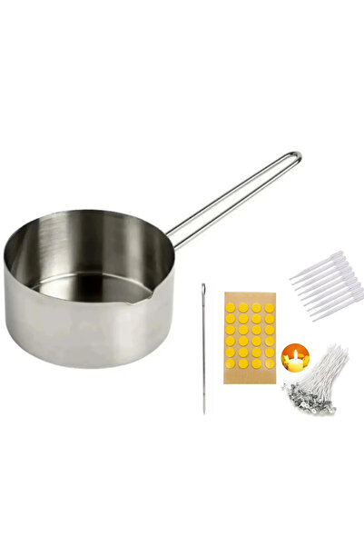 adin tasarım Mum Yapım Seti Mum Eritme Kabı 750 ml Mum Fitili Tutacağı 20li E...