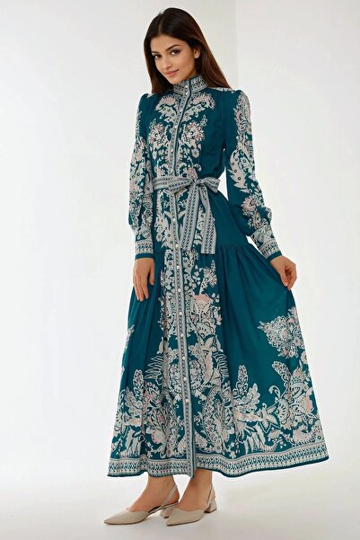 Hiccup Rochie maxi cu mânecă lungă și imprimeu și curea