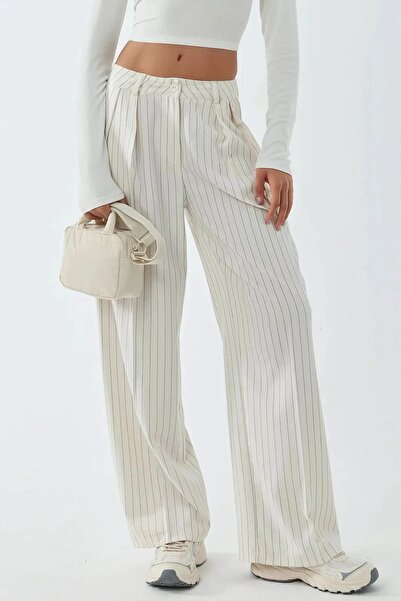 Hiccup Pantaloni palazzo cu talie înaltă, cu dungi, cu croi larg