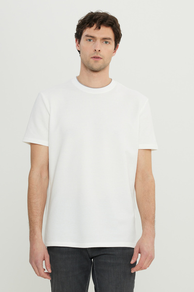 ALTINYILDIZ CLASSICS Men's White Cotton Slim Fit Slim Fit Polo Neck Jacquard ...