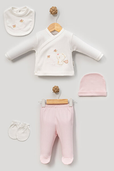 Bebitof Cute Giraffe and Bee Patterned 5-Piece Newborn Hospital Release Bodys...