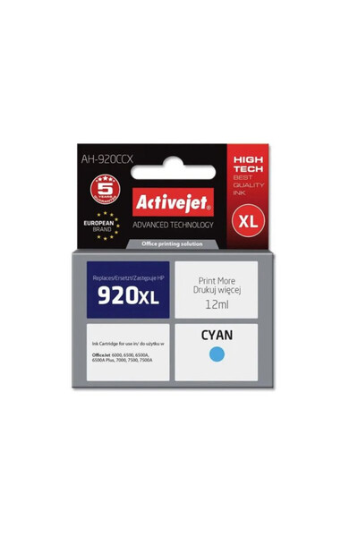 ActiveJet Съвместима касета HP 920XL Cyan за HP CD972, Premium