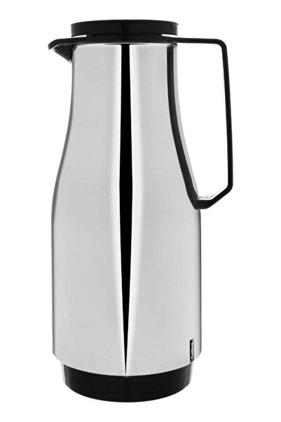 Helios ترمس، سعة 1.5 لتر، وعاء داخلي زجاجي، غلاف خارجي بلاستيكي - فضي أسود