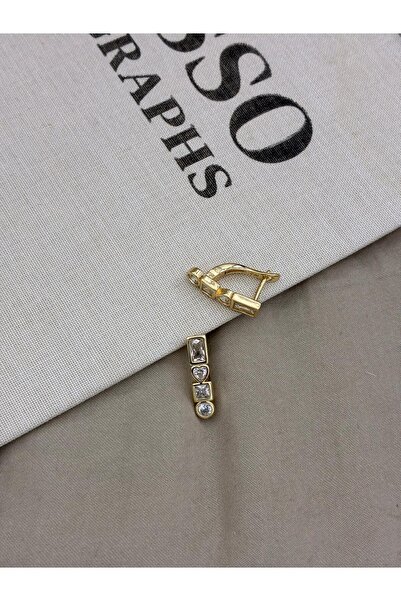 Hedef Bijuteri Gold Color Rectangle,Square,Heart,Circle Stone U Shape Earring...
