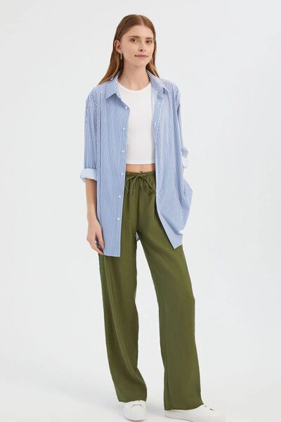 Hiccup Mid-rise, elastic and drawstring trousers with a straight cut
